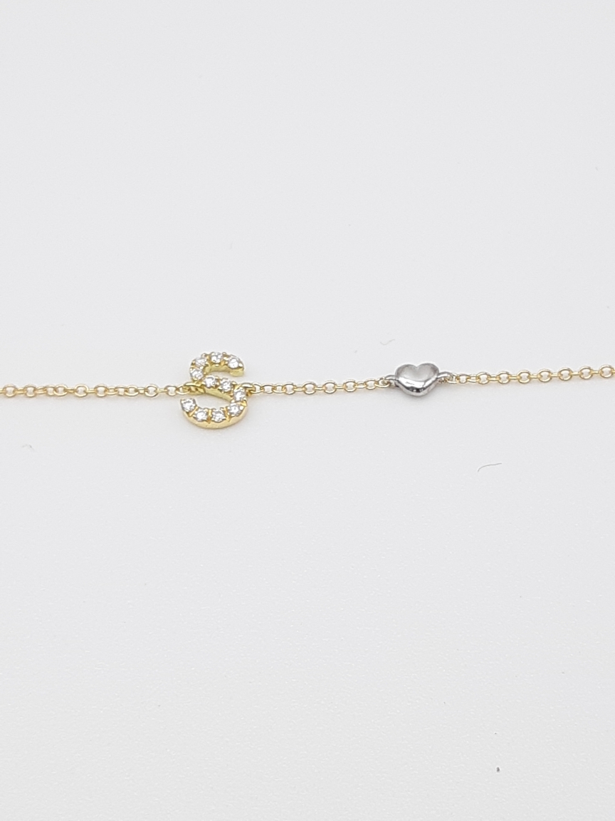 Philip Jones Bracciale Amicizia Con Iniziale P | Cristalli Zirconia Trasparenti | Placcato Argento | Regolabile 12-24 Cm